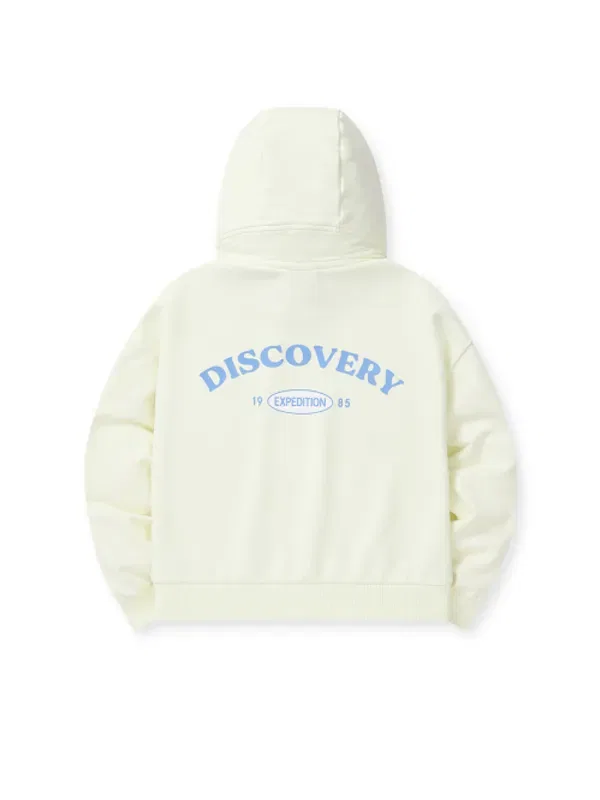 Детская полукропная тренировочная худи с капюшоном на молнии, Discovery Kids, кремовый — фото 3