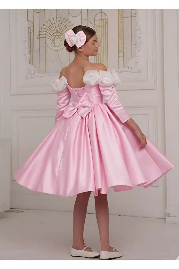 Детское вечернее платье для девочек с длинным рукавом Kids, Pink