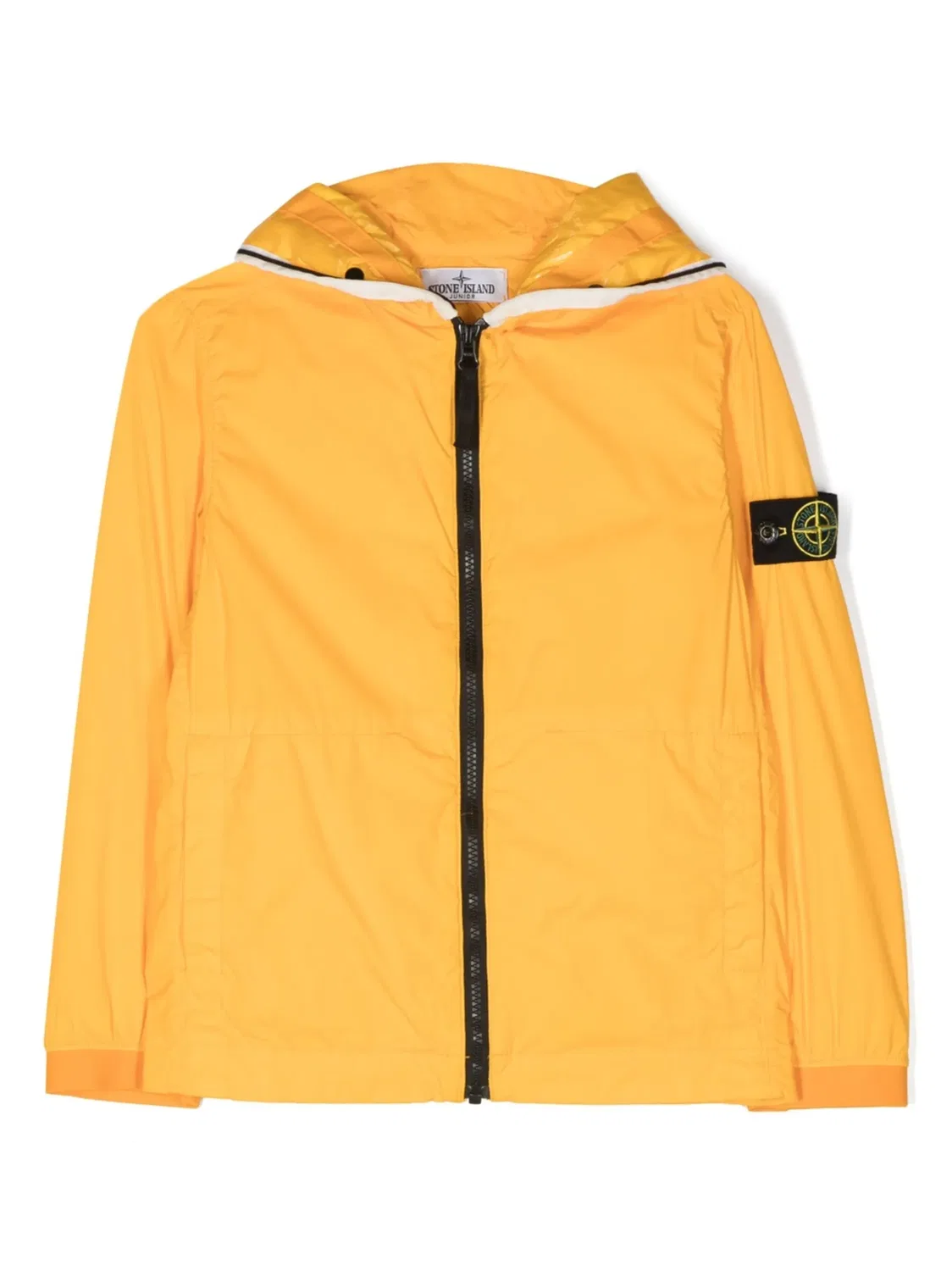 Пуховик с капюшоном и логотипом Stone Island, желтый