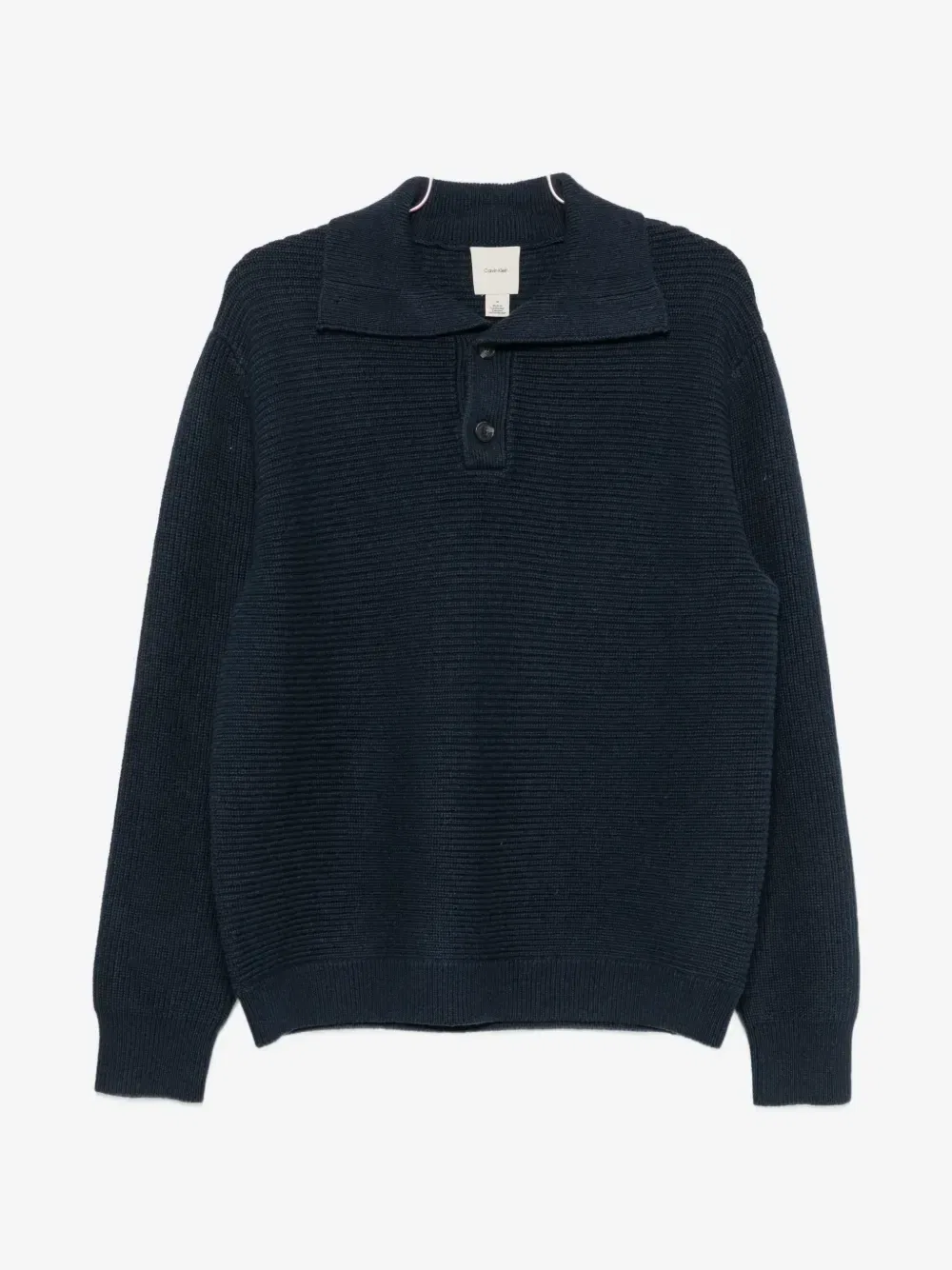 Поло из трикотажа в рубчик Calvin Klein, синий