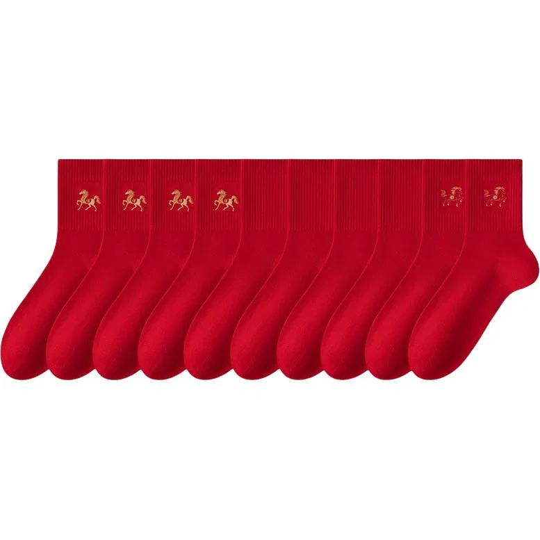 Детские носки-гольфы с узором Cotton Gene, 4 Horses with Blessing+4 China Red+2 Instant Wealth