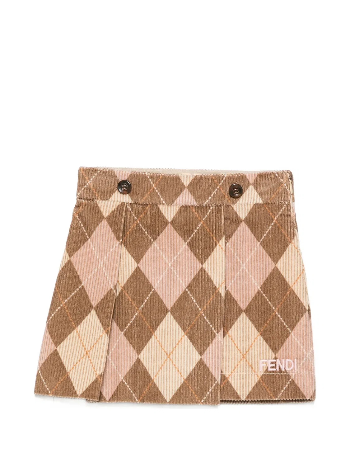 Вельветовая юбка с узором аргайл Fendi Kids, коричневый