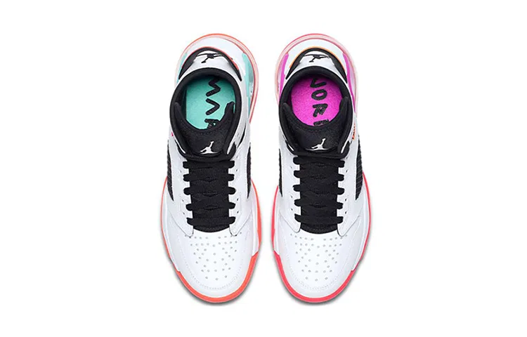 Детские кроссовки из кожи с высоким берцем Jordan Mars 270, Jordan, Black White Purple — фото 4