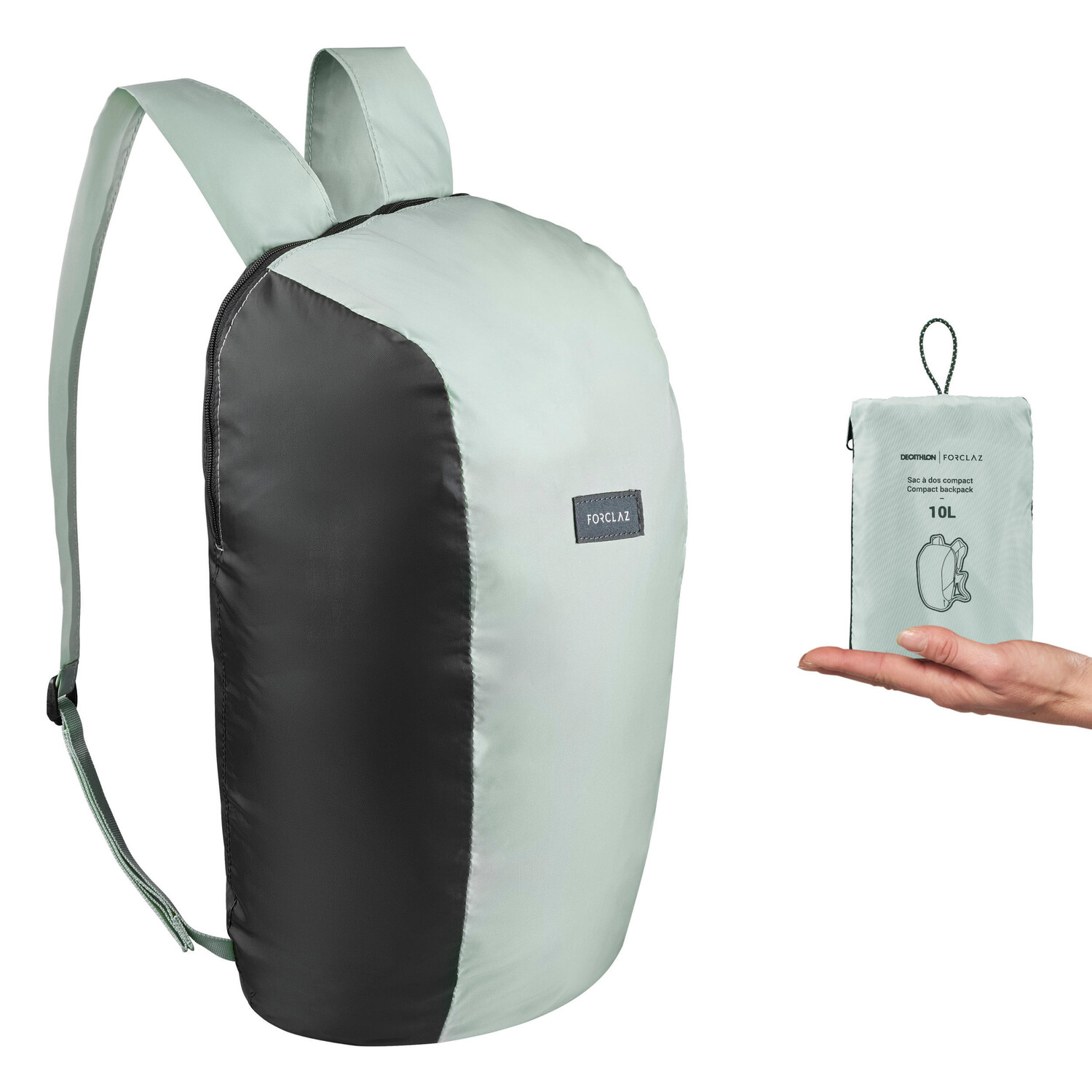 

Рюкзак складной Forclaz Travel Compact 10 л, серо-зеленый/черный
