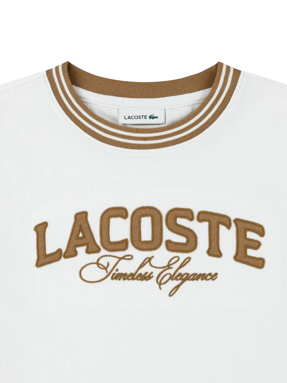 Футболка с вышитым логотипом и полосатой отделкой Lacoste, белый — фото 2
