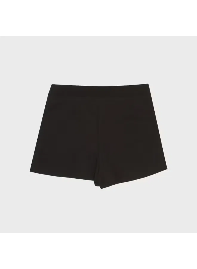 Шорты-юбка со складками и боковой молнией Zara, черный — фото 3