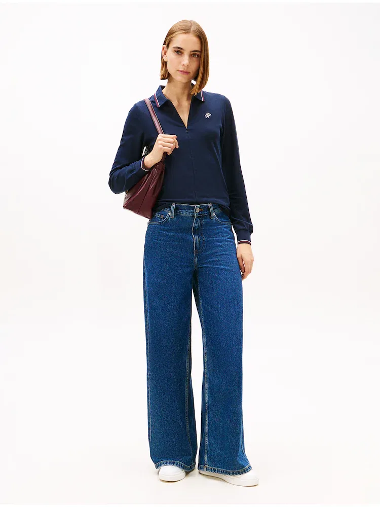 Футболка с длинным рукавом, полузастежка TOMMY HILFIGER, Navy — фото 3