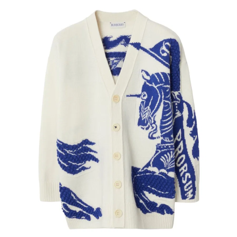 Кардиган с интарсией Equestrian Knight Burberry, Knight Ip Pattern