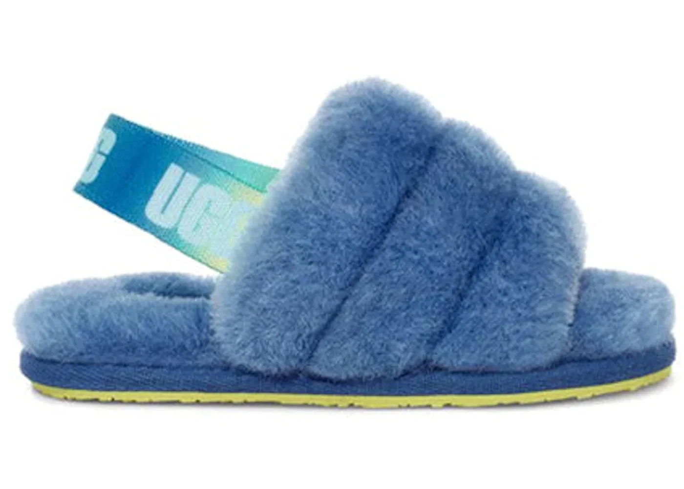Детские шлепанцы с мехом UGG Fluff Yeah Slide, Mystic Blue Gradient