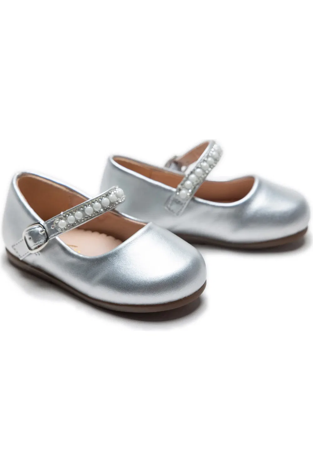 Балетки детские с жемчужной лентой Margot Pearl Band Tulleen, Silver