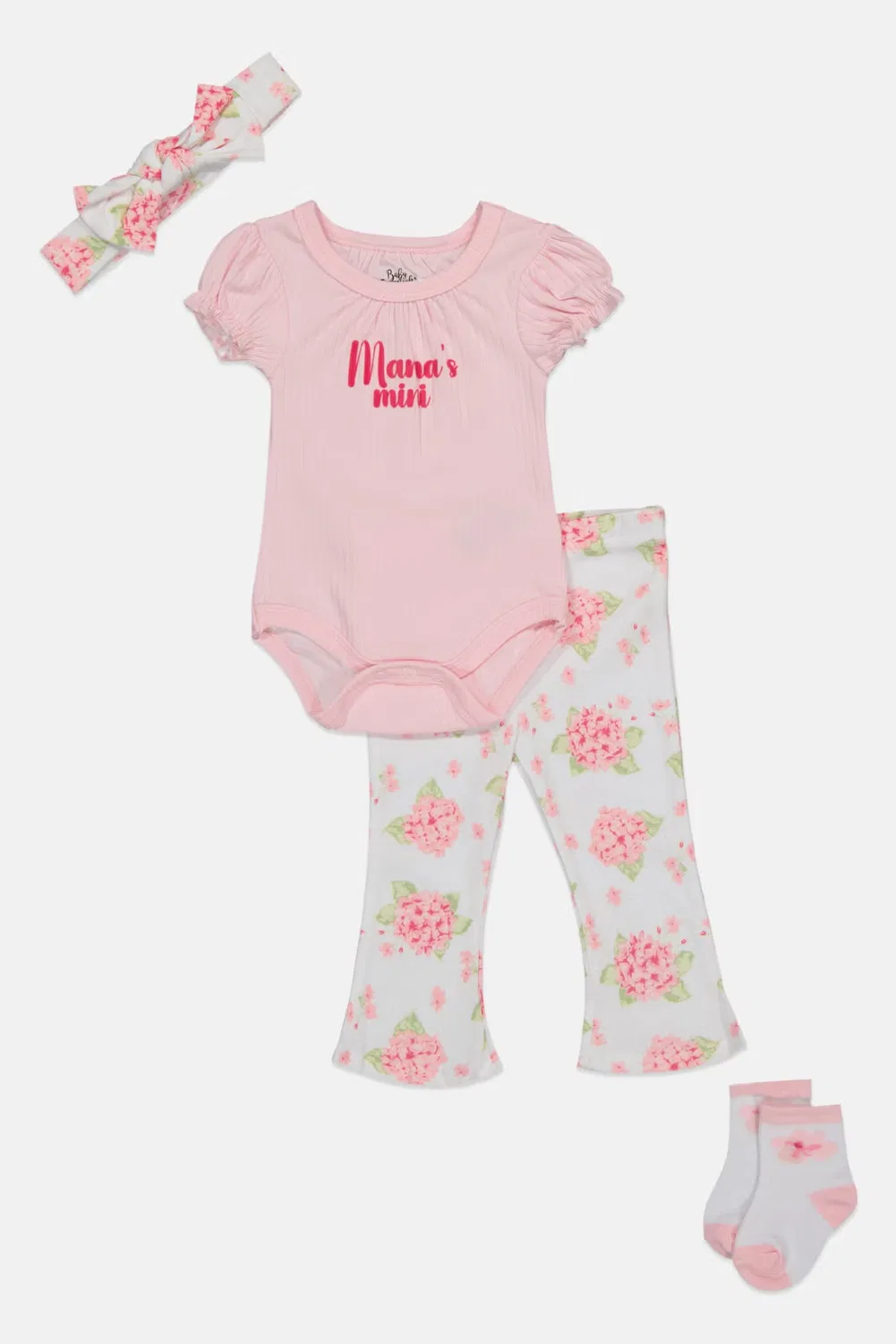 Комплект боди и штанов с принтом с повязкой и носками Baby Essentials, разноцветный — фото 2