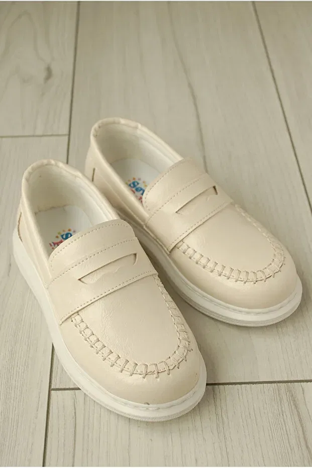 Детские повседневные туфли для мальчиков из искусственной кожи Basics Özcan, Cream Patent Leather
