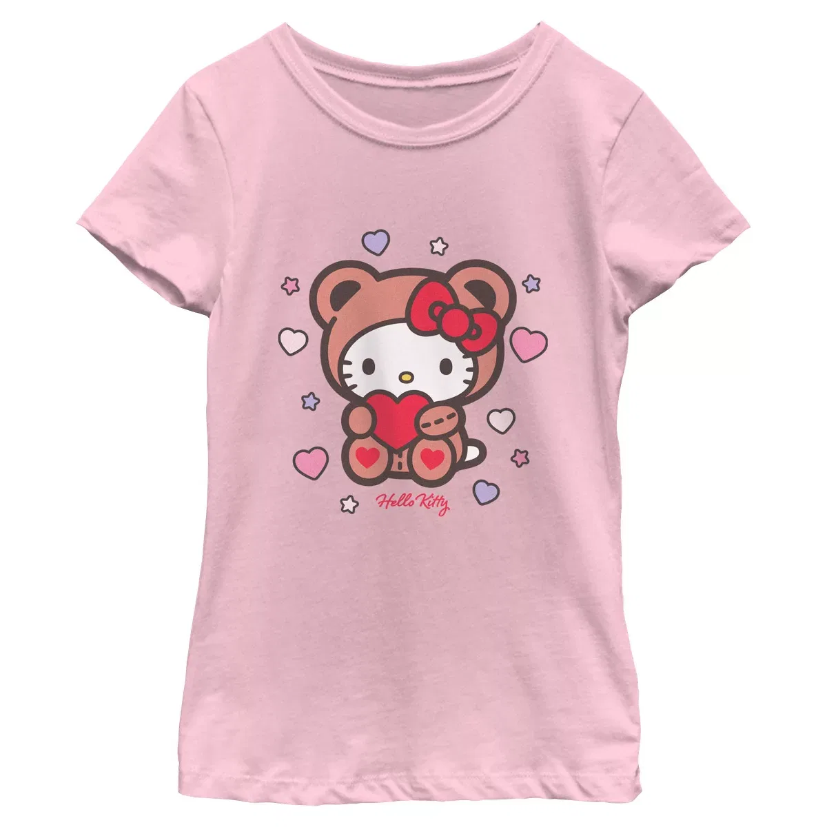 Детская футболка для девочек с принтом Hello Kitty Cute Valentine Bear Hello Kitty, Light Pink