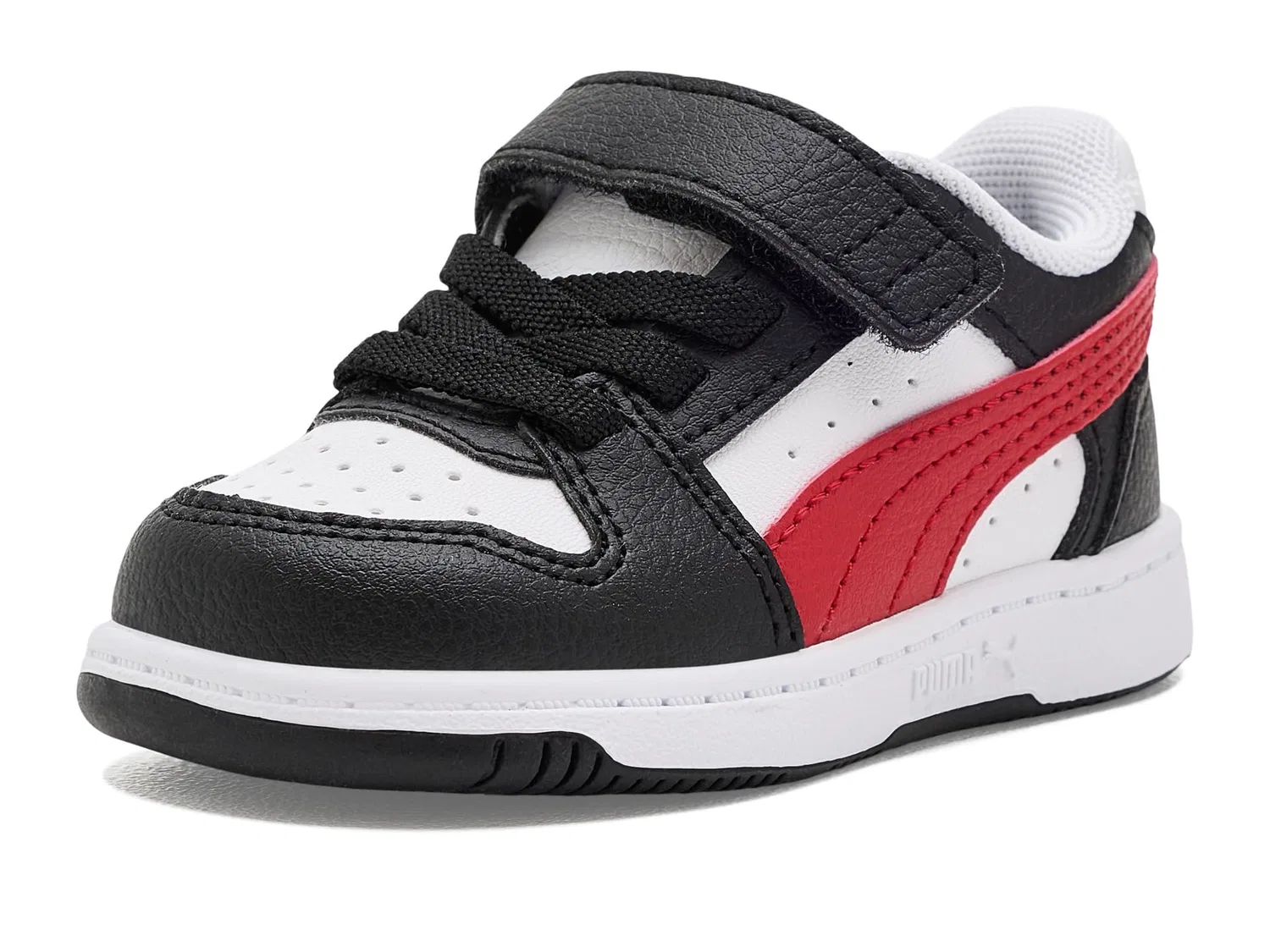 Детские кроссовки Rebound Slam Lo с альтернативной застежкой (для малышей) Puma Kids, Puma Black/For All Time Red/Puma White