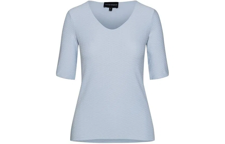 Женский свитер с V-образным вырезом и коротким рукавом Emporio Armani, Light Blue