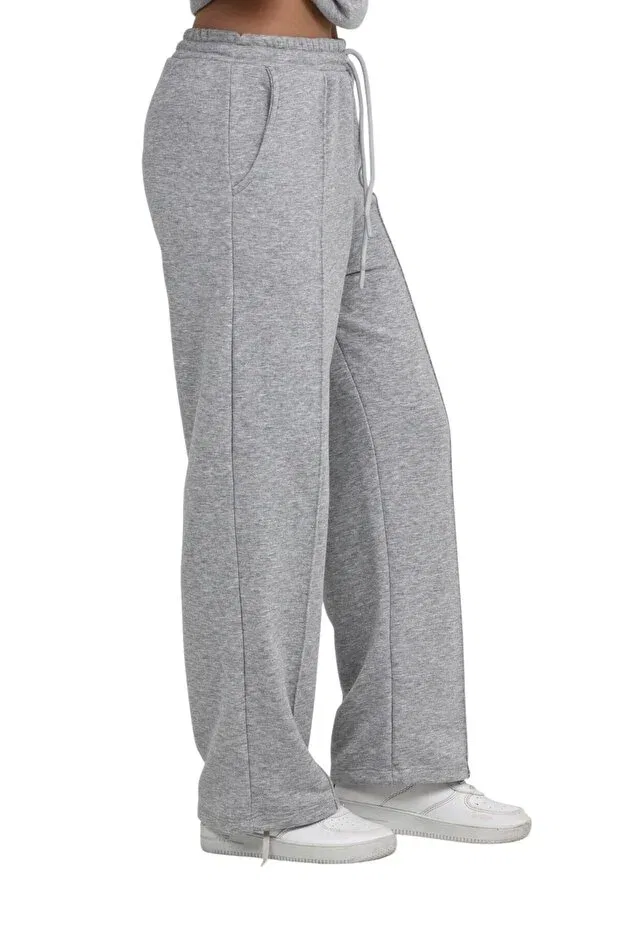 Детские спортивные штаны для девочек широкие хлопковые Erdem Kids, Gray-Melange — фото 2