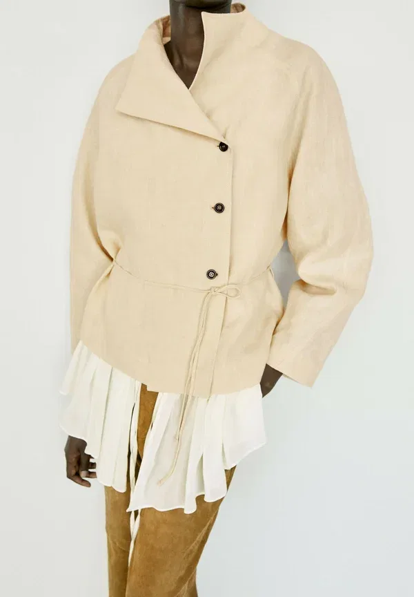 Пиджак льняной Blazer Massimo Dutti, Light Yellow, светло-желтый