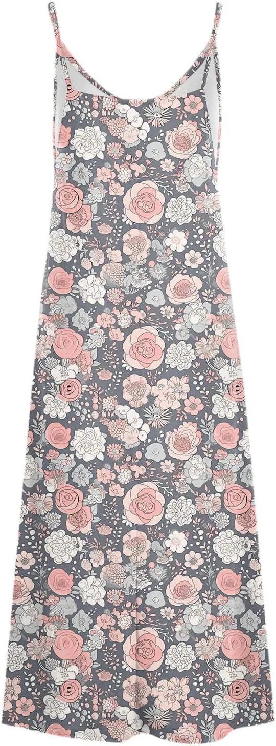 Женское летнее платье макси с V-образным вырезом Vintage Printed, Multicolor — фото 4