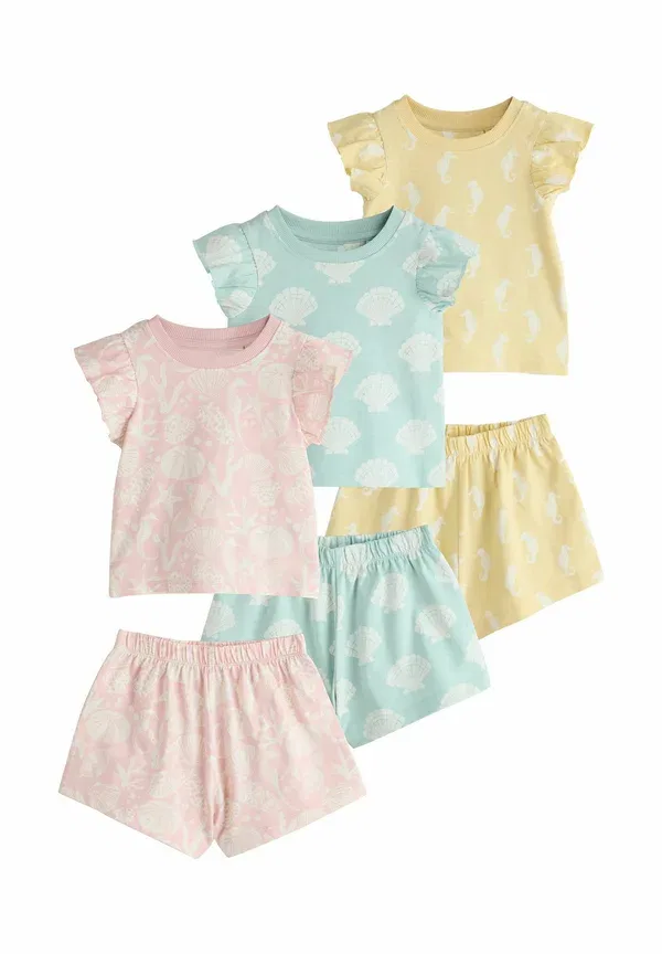 Комплект пижам хлопковый Regular fit Shell print short pyjamas 3 pack set, Next, Blue/Yellow, синий/желтый — фото 4