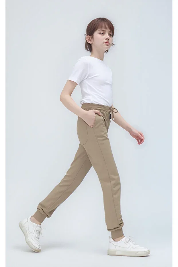 Детские брюки для девочек хлопковые Pantulux, Beige — фото 2