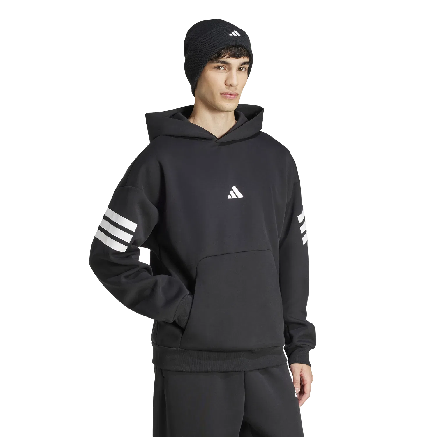 Мужская спортивная худи с капюшоном Adidas, черный — фото 4
