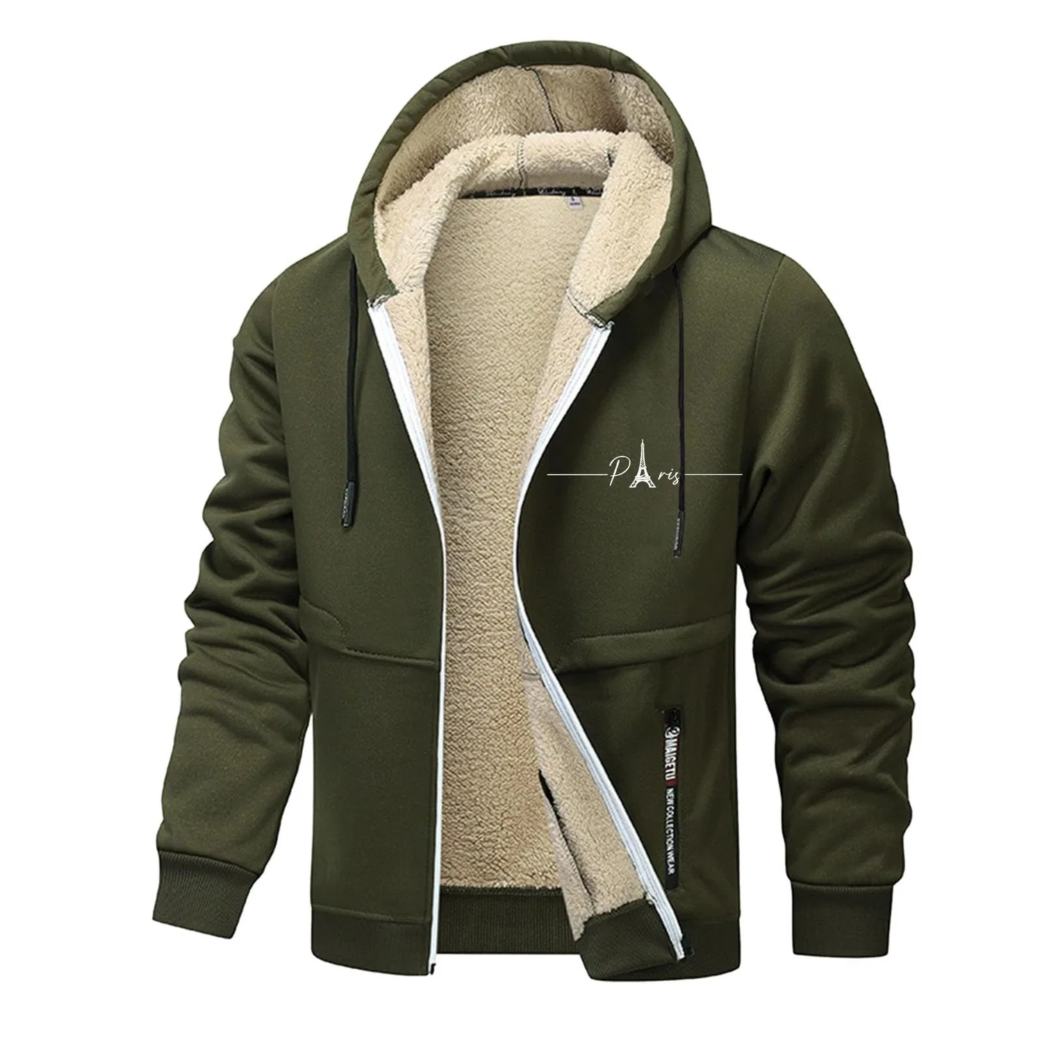Мужская куртка из флиса с принтом Letter Print, 4-army Green