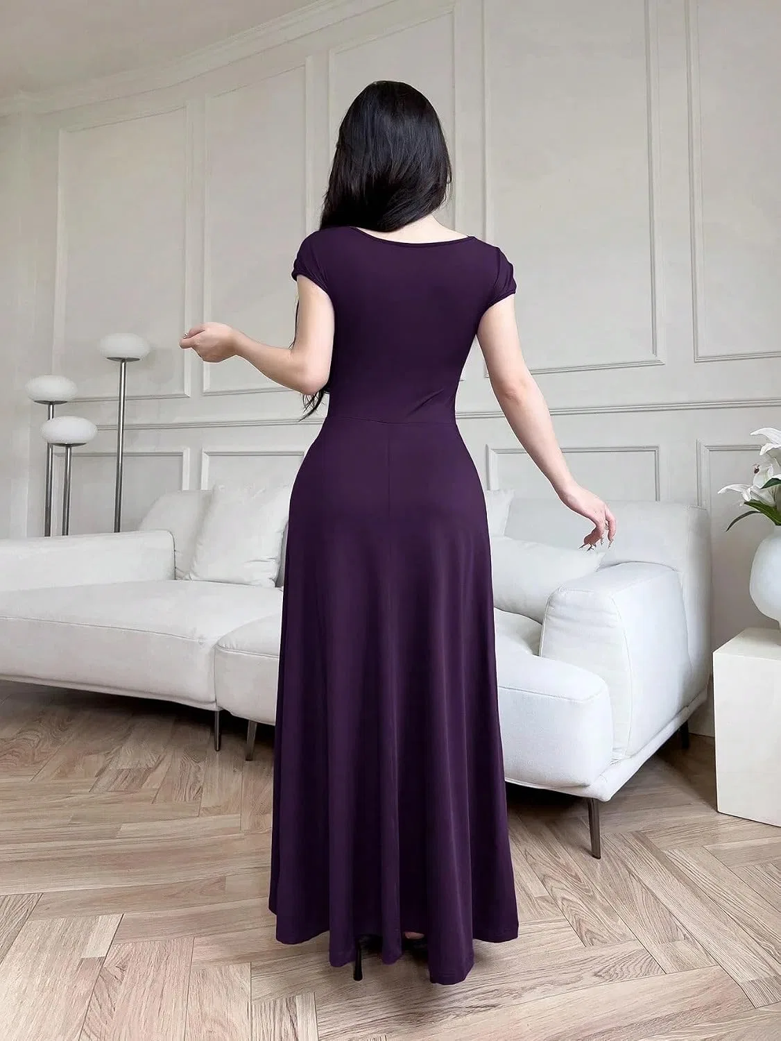 Женское элегантное платье A-силуэта с асимметричным вырезом, Violet Purple — фото 3