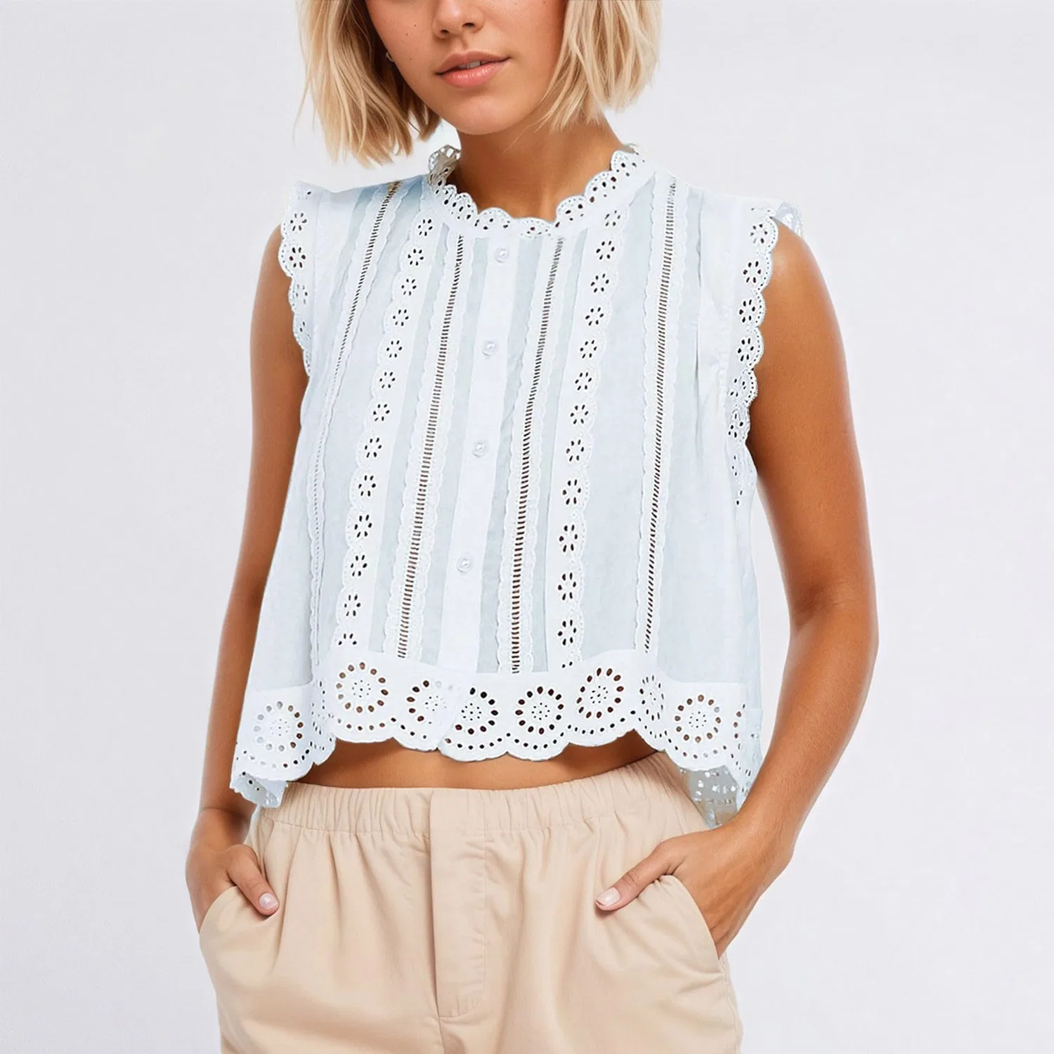 Женский жилет с кружевным принтом Boho, Blu — фото 3