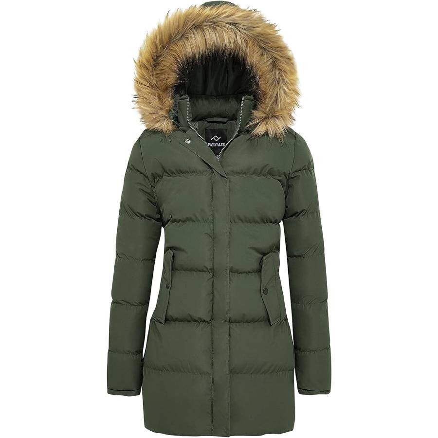 

Куртка Farvalue Women's Winter Coat Thicken Puffer, темно-зеленый