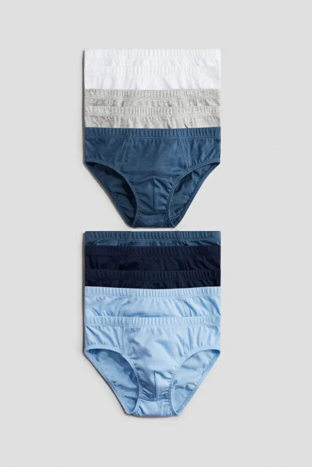 Детские трусы для мальчиков хлопковые 10 штук H&M, Blue/White/Grey