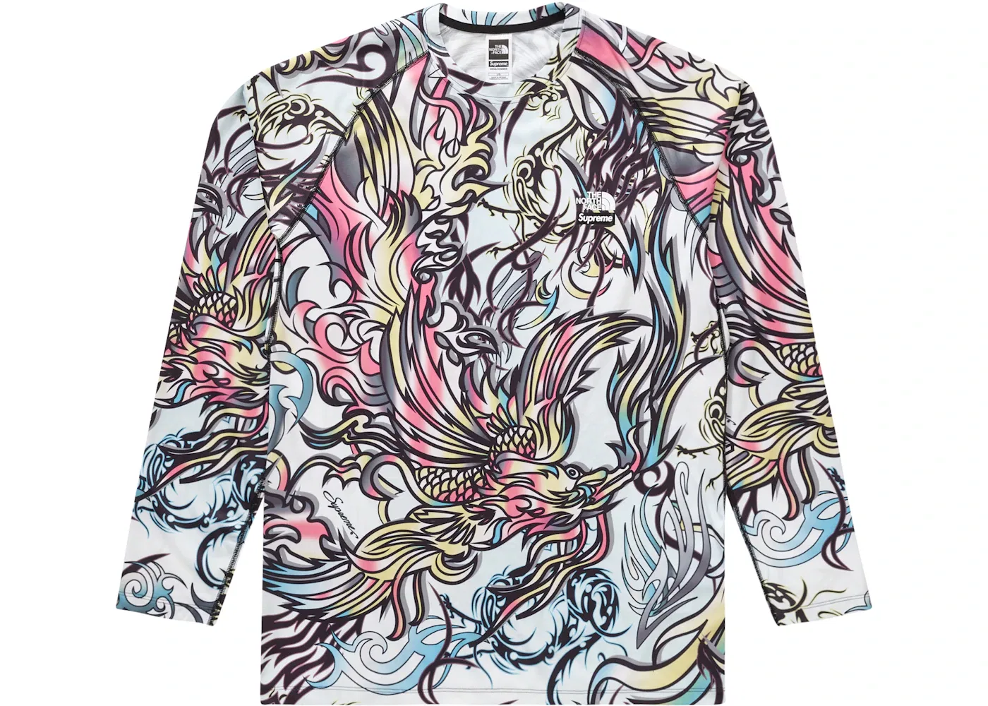 Мужская футболка с длинным рукавом Supreme The North Face Base Layer L/S Top, Multicolor Dragon