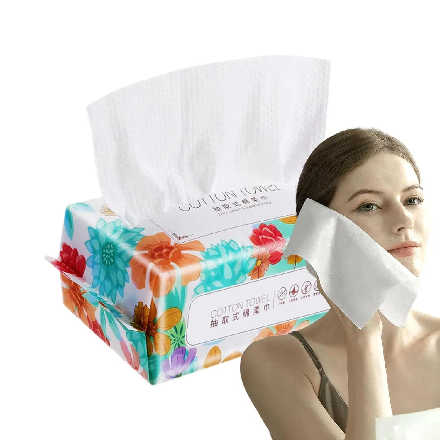 Салфетки для лица хлопковые с жемчужным узором, 1 шт, 20x20 см Generic