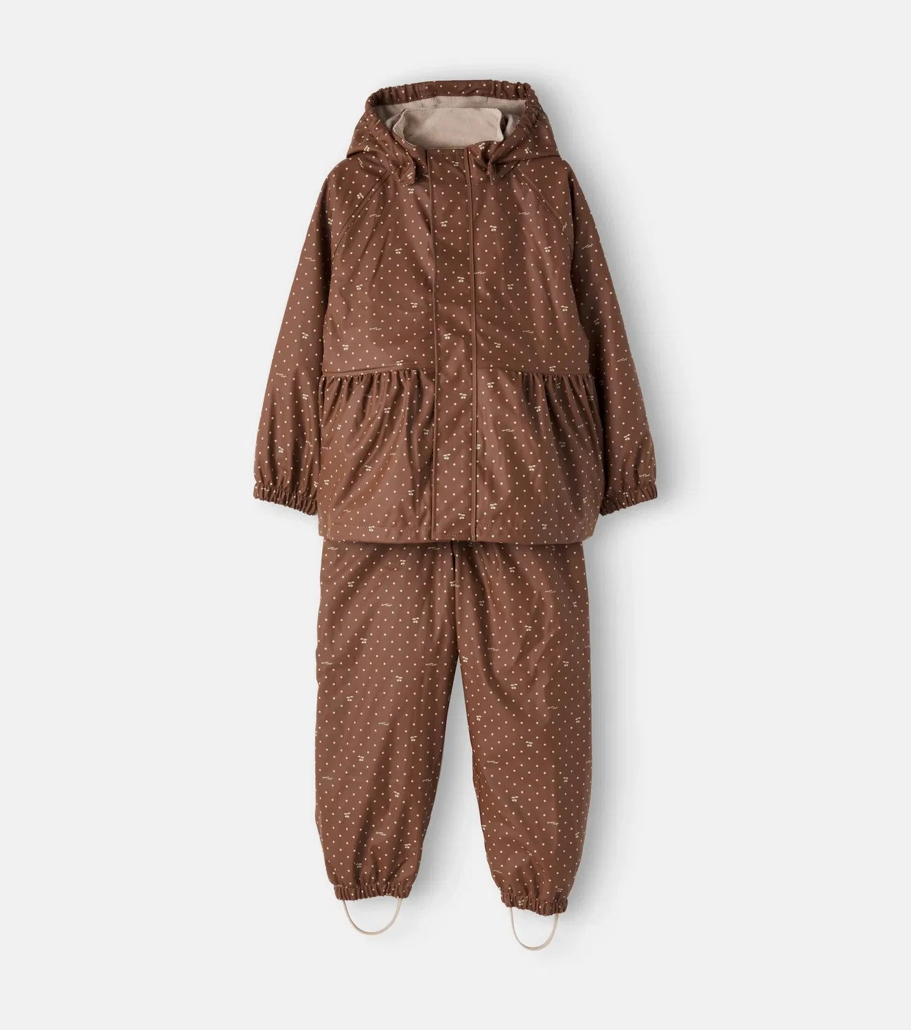 Комплект дождевика и брюк с отстегивающимся капюшоном Rainy Palm Konges Sløjd, коричневый