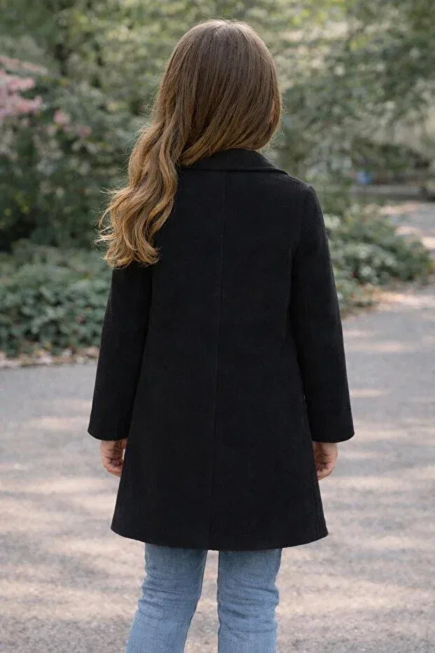 Детское пальто для девочек с длинным рукавом Ressho, Black — фото 2