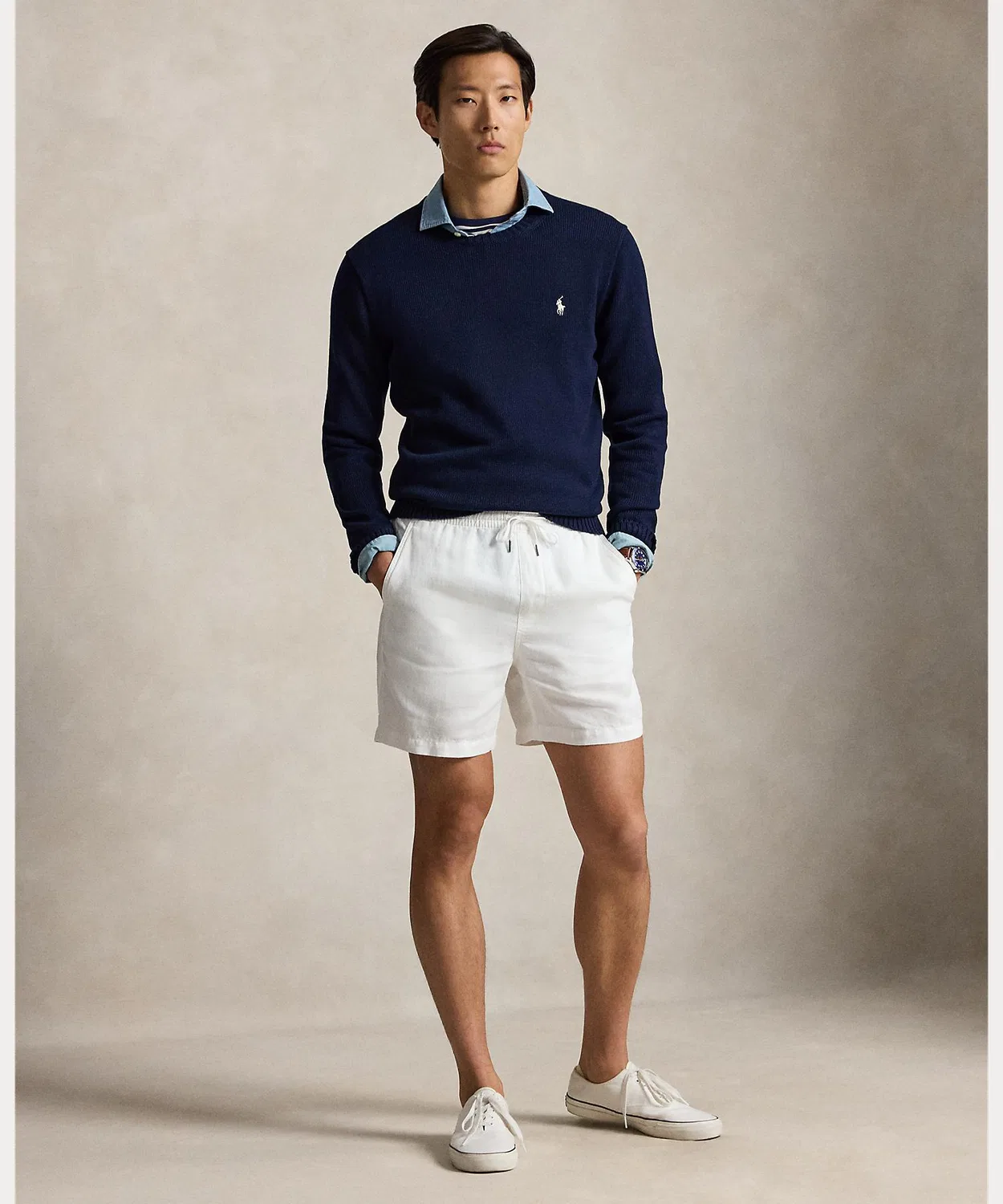 Мужской хлопковый свитер с длинным рукавомPOLO RALPH LAUREN, Navy — фото 3