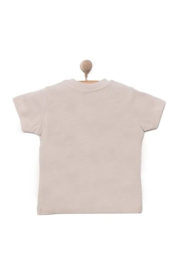 Детская футболка для мальчиков с принтом Hellobaby basic men's teddy bear printed tshirt baby boy Ebebek Hello Baby, Taupe — фото 2