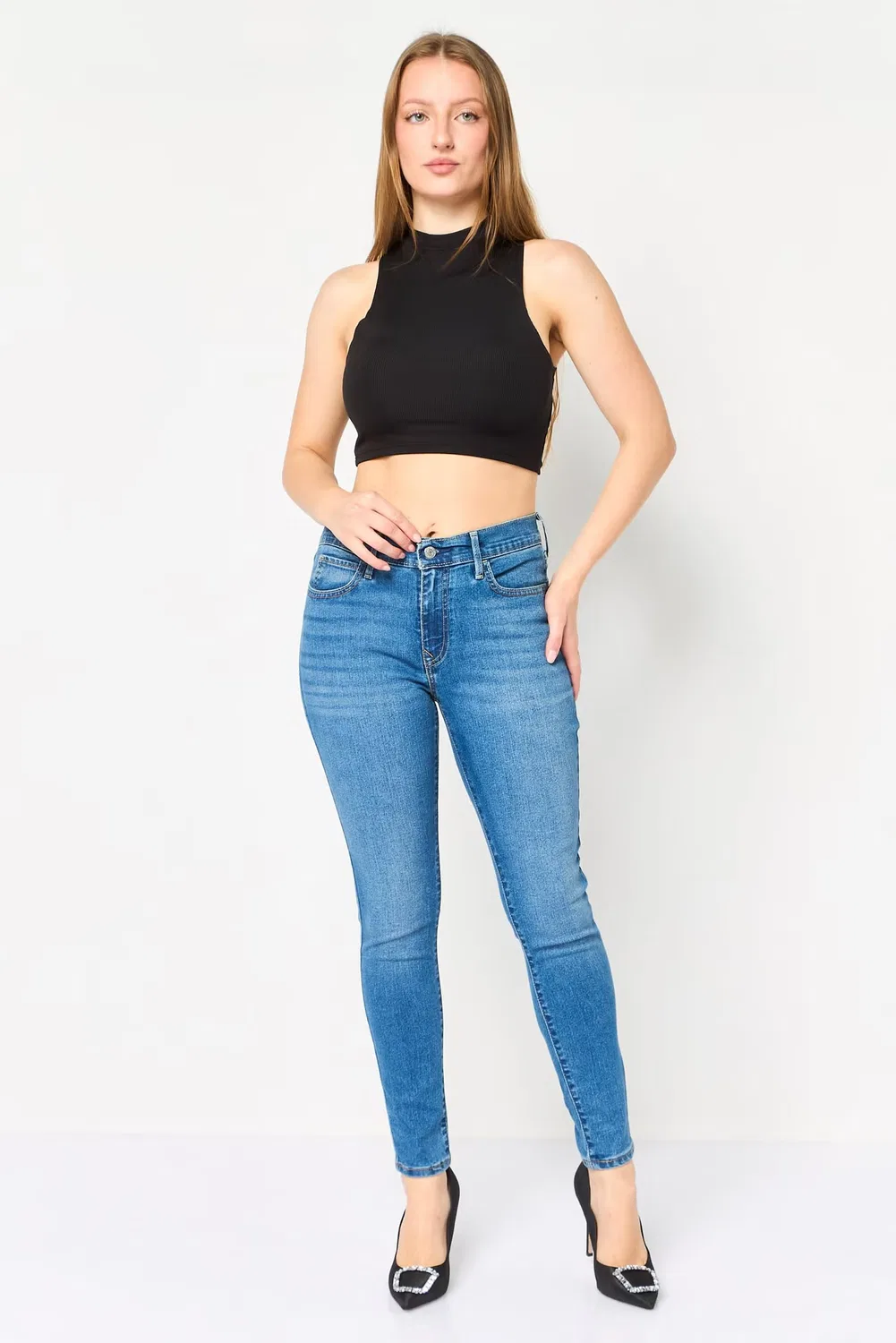 Джинсы скинни с эффектом потертости Levi'S, синий — фото 3