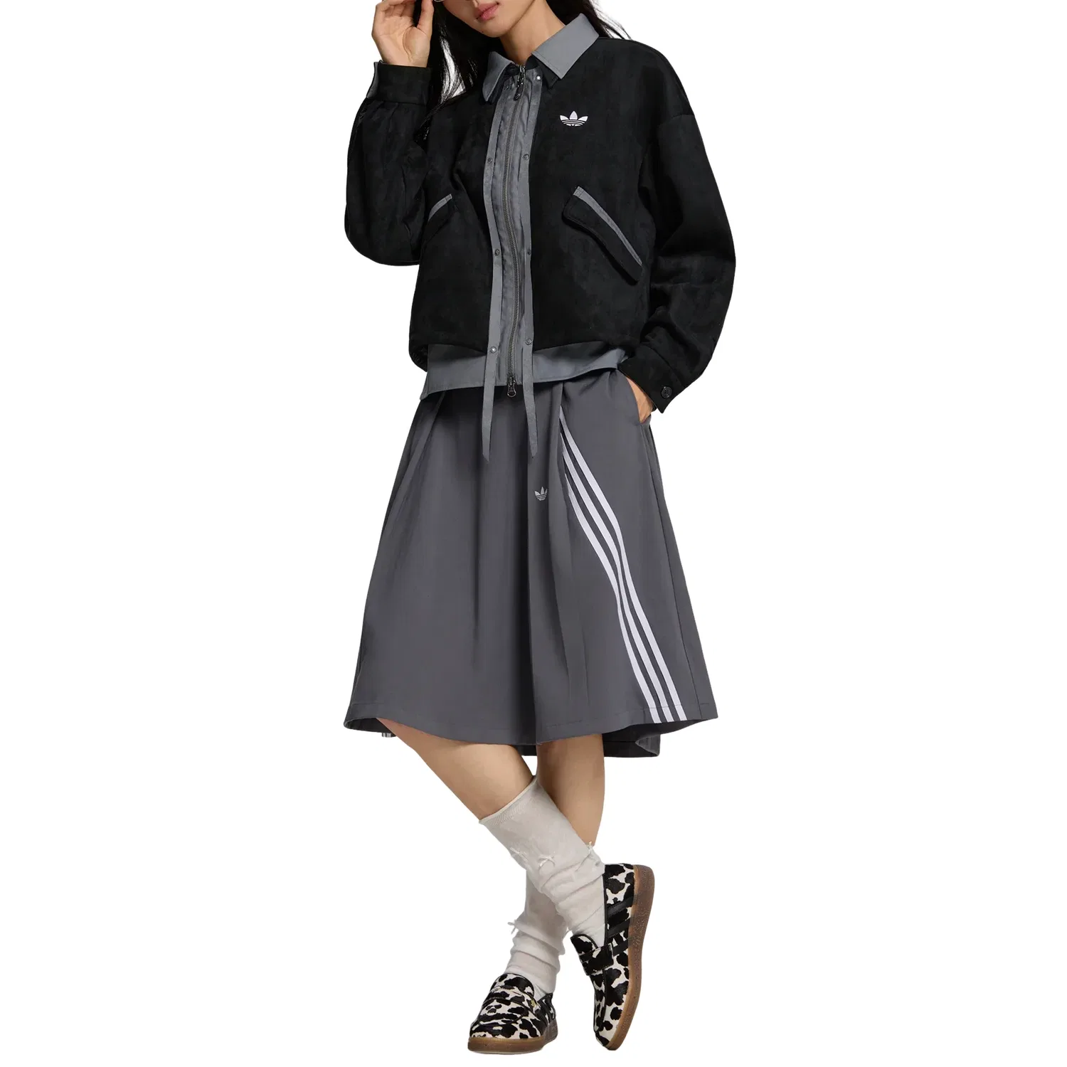Женские брюки 3S Deluxe W Jacket Asia Sizing 'Black Grey' adidas, Black Grey — фото 3