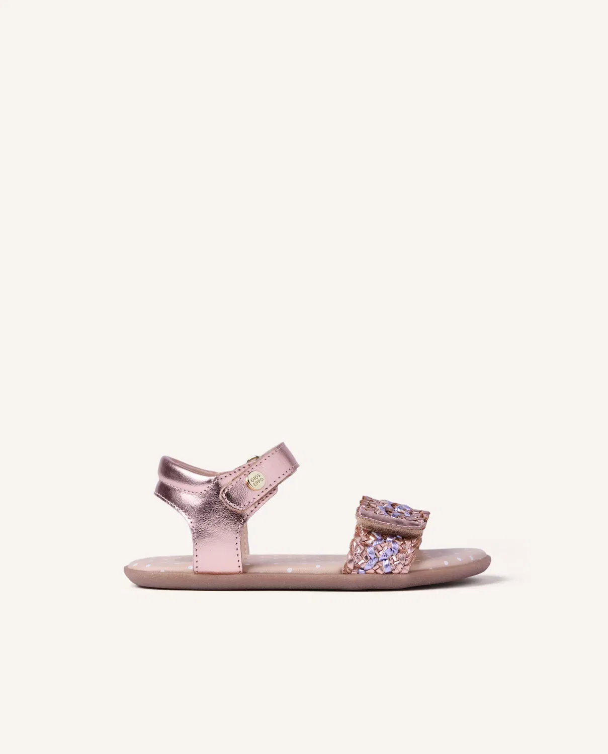 Детские босоножки barefoot из плетеной кожи с металлическими деталями Gioseppo, Oro