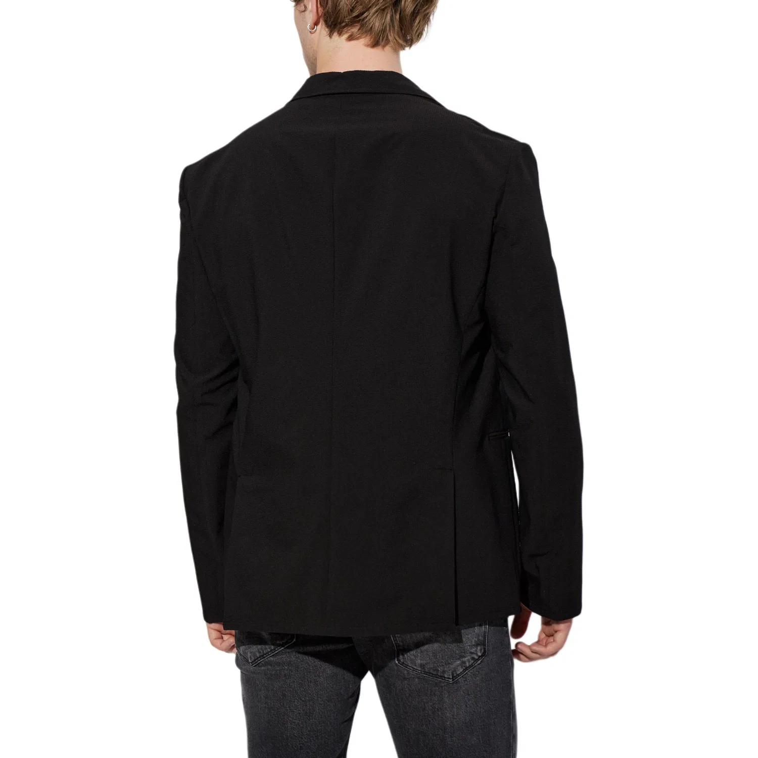 Мужской деловой костюм с умеренным воротником, прямой крой, EMPORIO ARMANI, Black — фото 4