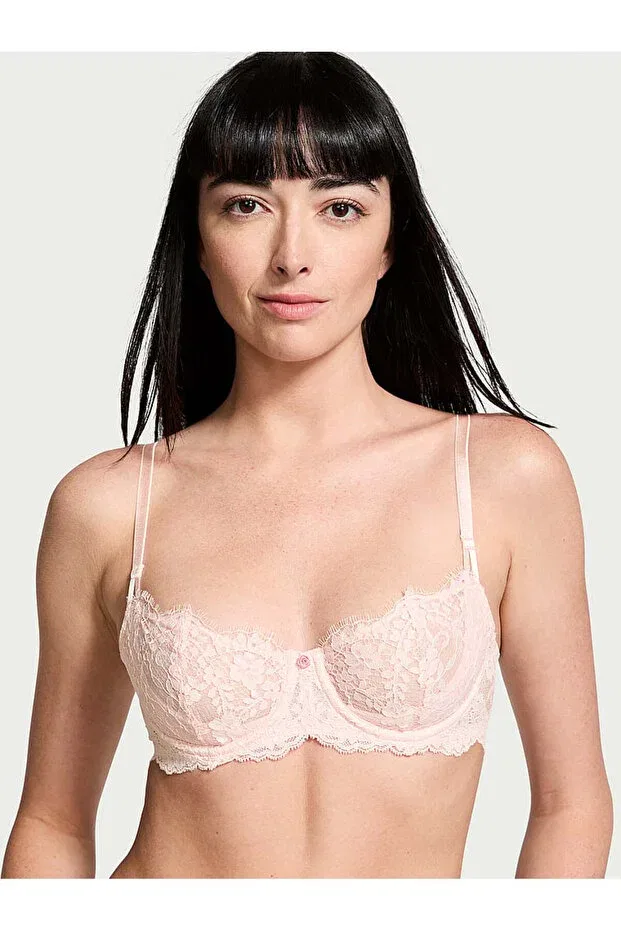 Женский кружевной бюстгальтер-балконет с вышивкой Victoria'S Secret, Hot Pink