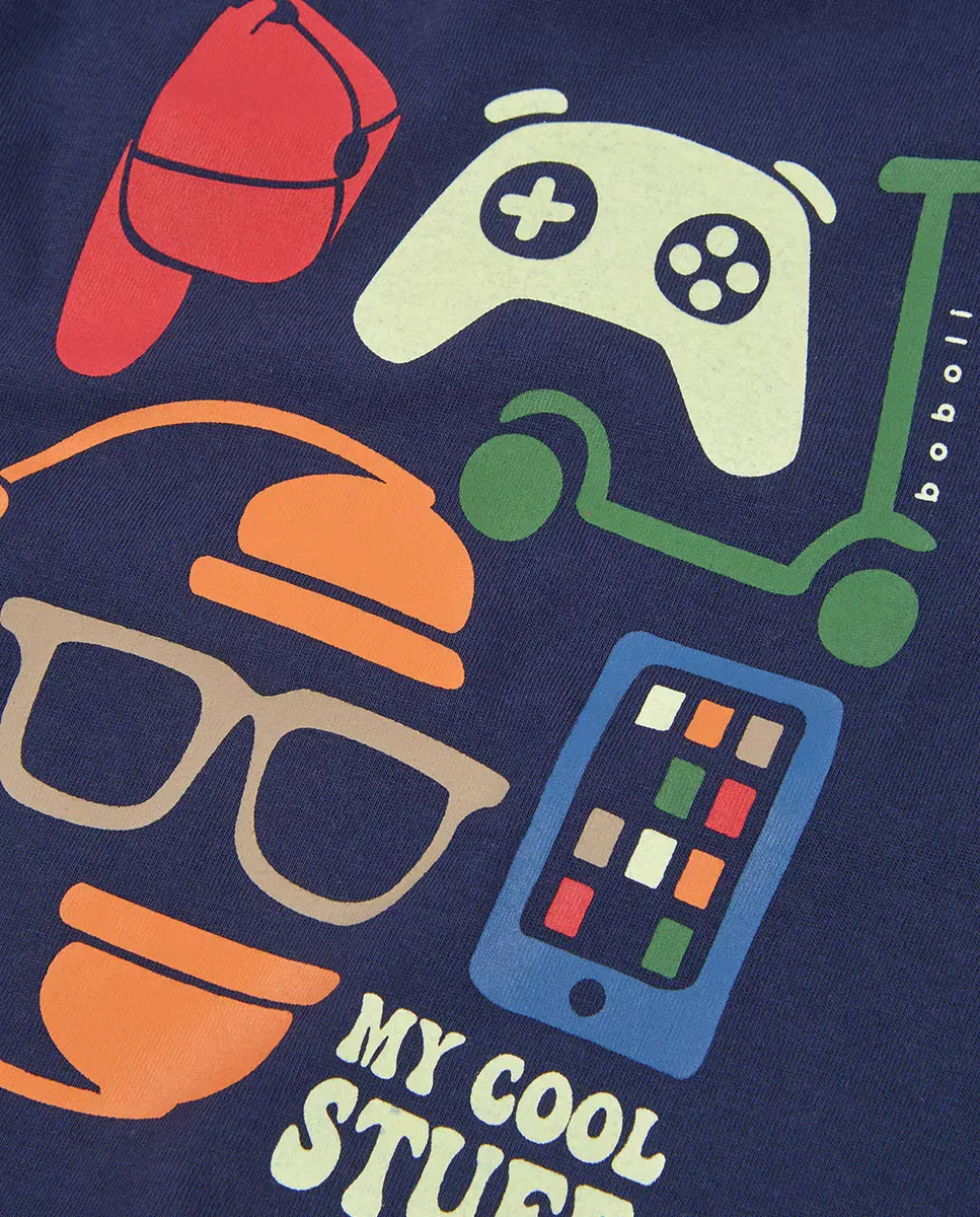 Детская футболка для мальчиков с принтом My Cool Stuff Boboli, Multicolor — фото 2