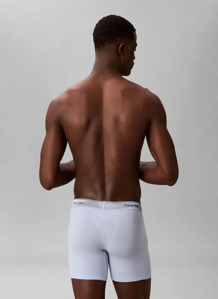 Трусы-боксеры с логотипом, комплект из 3 штук, Icon Cotton Stretch, Calvin Klein, синий — фото 3
