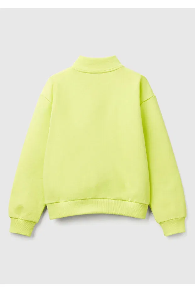 Детские свитшот для девочек с принтом Benetton Logo Embroidered United Colors Of Benetton, Yellow — фото 2