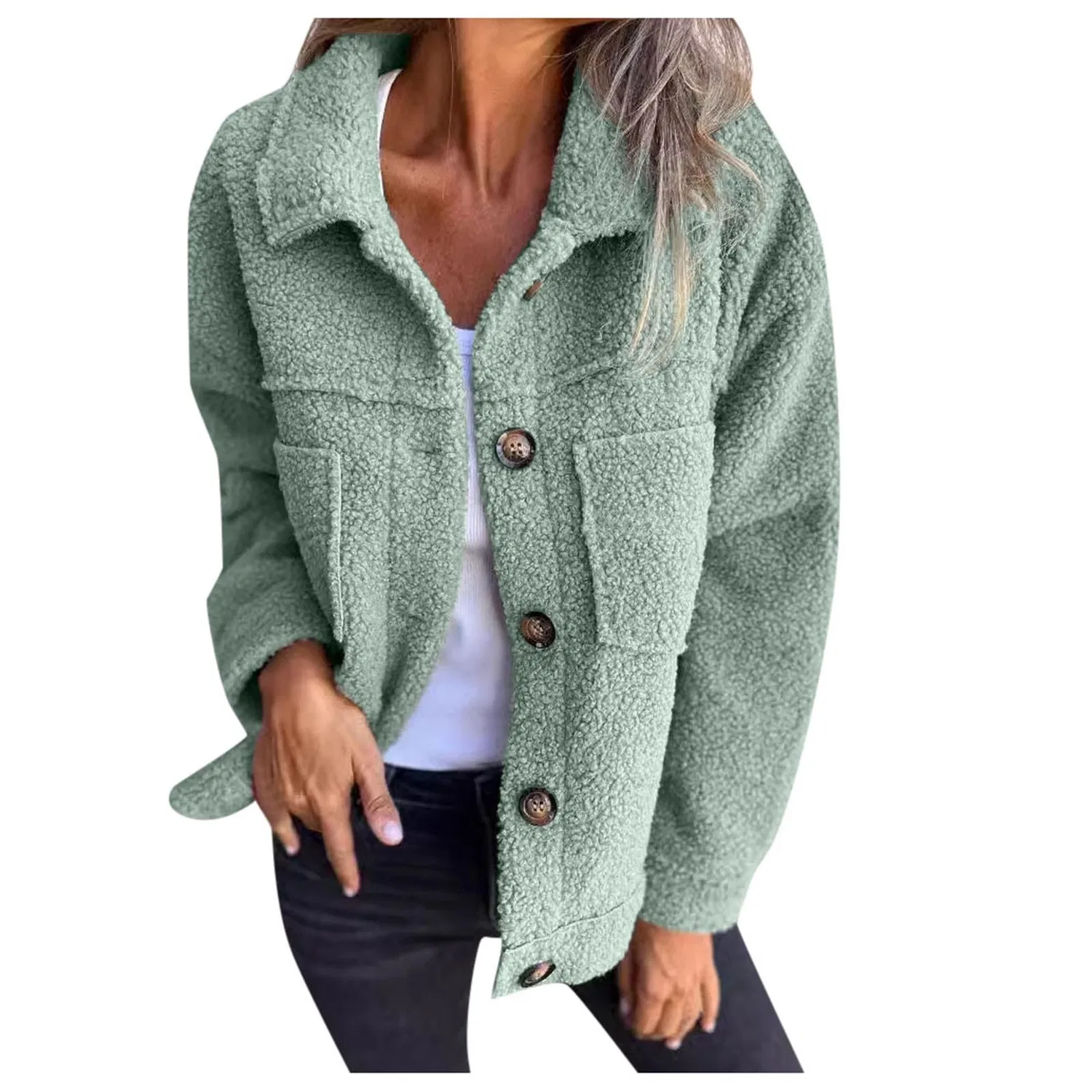 Женская куртка из вельвета с длинным рукавом, Verde