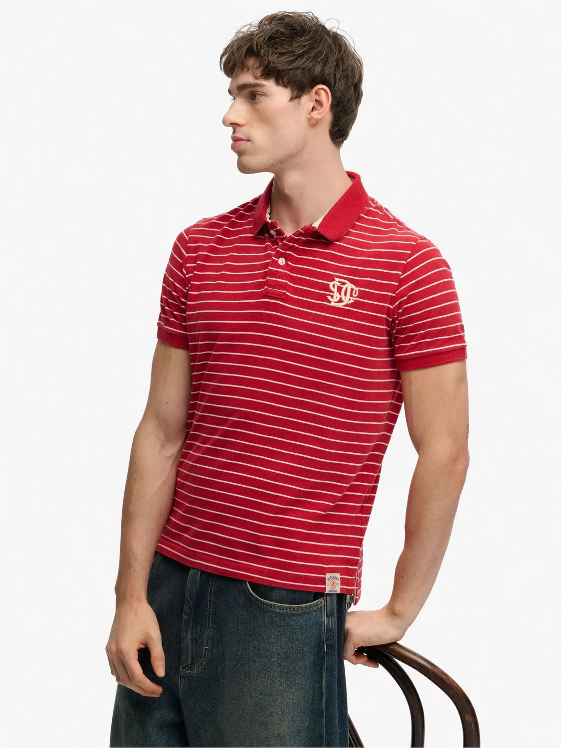 Поло Superdry Red Vintage Stripe Jersey, красный