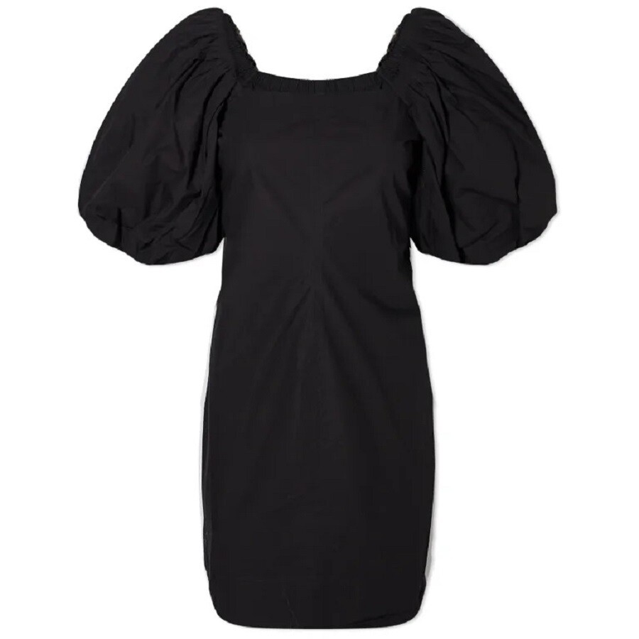 

Платье Ganni Cotton Poplin Twisted Sleeve Mini, черный