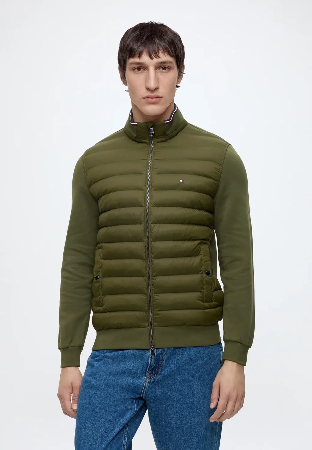 Смешанные медиа ess rwb воротник-стойка - легкая куртка Tommy Hilfiger, Huntsman Green