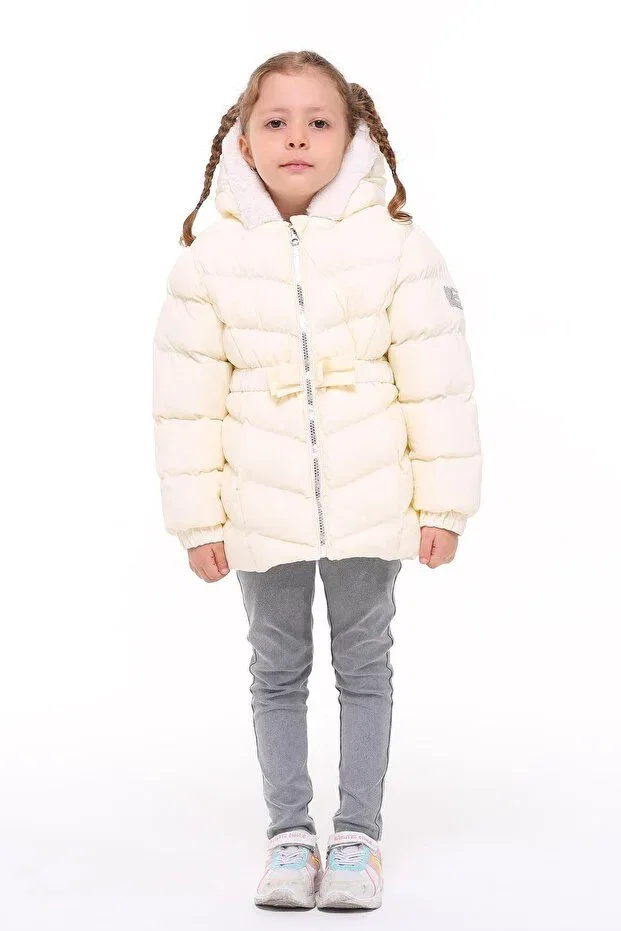 Детское пальто для девочек с капюшоном 51285 Benitto Kids, Beige