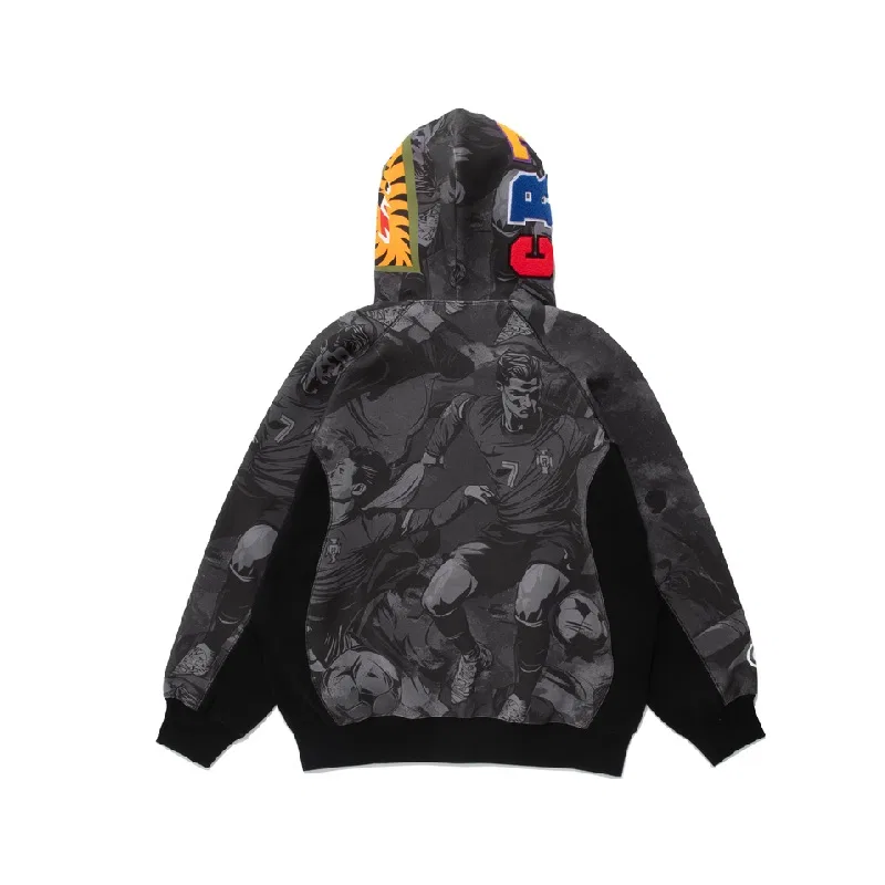 Детский свитшот с капюшоном CR7 LIFE A BATHING APE, черный, Серый — фото 3